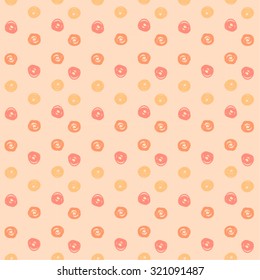 Hand-drawn casual polka dot texture. Stylish doodle. Vector seamless pattern.