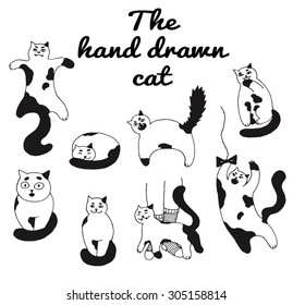 The hand-drawn cat. Isolated set
