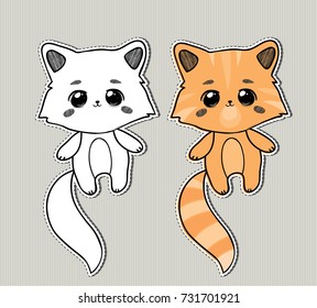  Hand-drawn cat. Lovely kitten. Cute vector set.