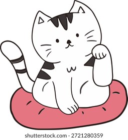 Gato dibujado a mano en la almohada 