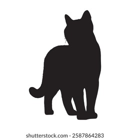 Hand-Drawn Cat Silhouette - Artistic Cat Vector for Designers
