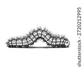 Hand-drawn Caterpillar in Crosshatching Illustration