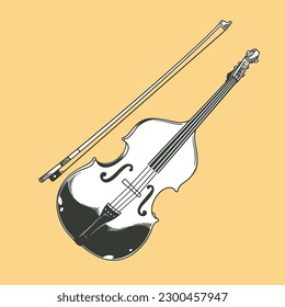 Handgezeichnete Vektorgrafik-Instrumentendoodle-Illustration in Schwarz-Weiß