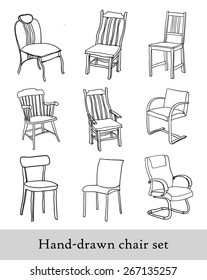 Hand-drawn chair set - different types of chairs