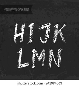 Handdrawn chalk font - vector file with separated letters H, I, J, K, L, M, N. Real chalk texture.