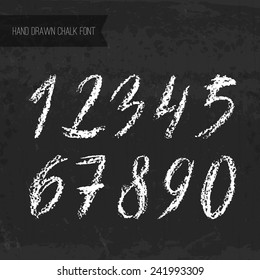 Handdrawn chalk numbers - vector file with separated numbers. Real chalk texture.