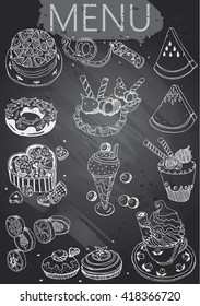 Hand-drawn chalkboard menu with Dessert