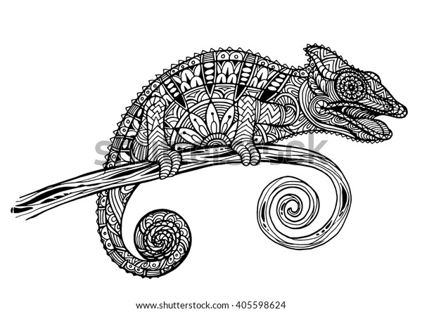 Handdrawn Chameleon Doodle Style Tattoo Print Stock Vector Royalty Free Handdrawn Chameleon Doodle Style Tattoo Print Stock Vector Royalty Free