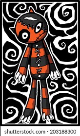 Hand-drawn Character design of cute zombie doll