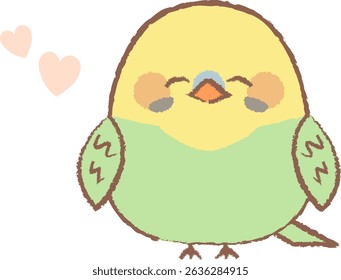 Hand-drawn character illustration of a cute parrot.