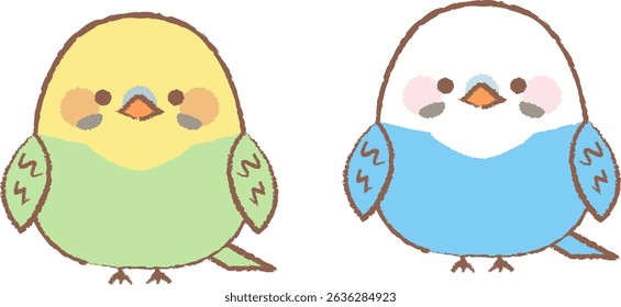 Hand-drawn character illustration of a cute parrot.