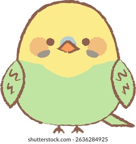 Hand-drawn character illustration of a cute parrot.