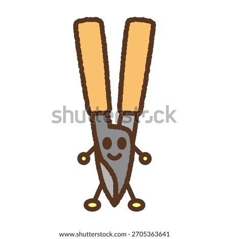 Hand-drawn character illustration icon: pruning shears