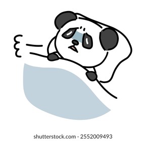 A hand-drawn character of a panda who can't sleep because he's full of anxiety.