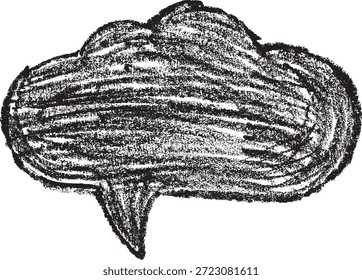 Burbuja de discurso de nube de textura de carbón dibujado a mano. Elemento de diseño de burbuja de pensamiento incompleto de Antiguas para proyectos creativos.
