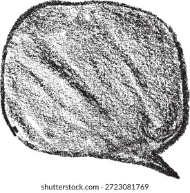 Ilustración de burbuja de discurso de textura de carbón dibujado a mano. Elemento de diseño de cuadro de diálogo circular incompleto de Antiguas para proyectos creativos.
