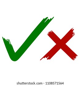 Handdrawn Check Mark Icon in Grunge Style Isolated on White Background. Web Design Element. Vector Illustration