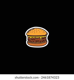 Una hamburguesa con queso hecha a mano. Ilustración vectorial. Dibujado a mano, no AI