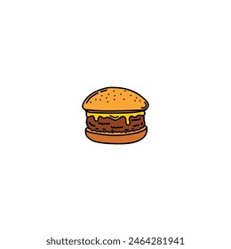 Ein handgezeichneter Cheeseburger. Vektorillustration. Handgezeichnet, keine KI