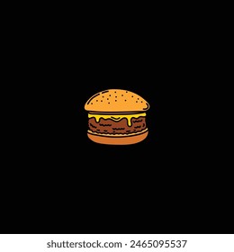 A hand-drawn cheeseburger. Vector illustration. Hand drawn, not AI