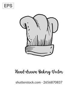 Hand-drawn chef hat for bakery, culinary, food preparation and cooking