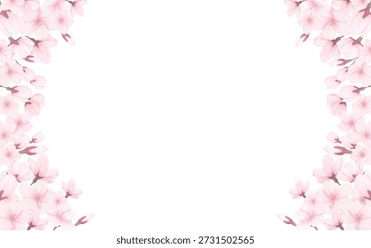 Hand-drawn cherry blossom left and right borders