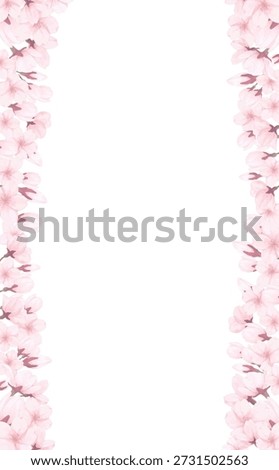 Hand-drawn cherry blossom left and right borders