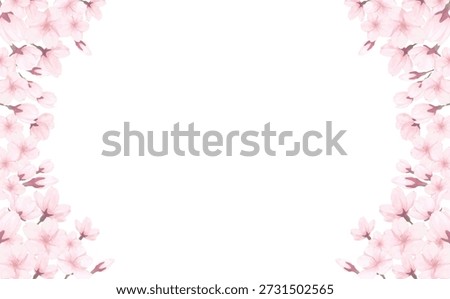 Hand-drawn cherry blossom left and right borders
