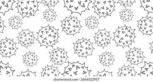 Hand-drawn chestnut seamless pattern, black and white vector illustration