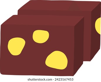 Hand-drawn Chestnut yokan flat illustration vector icon.