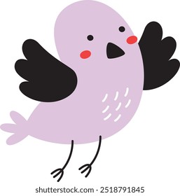 Handdrawn Childish Bird Vector Illustration