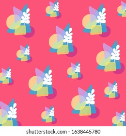 Hand-drawn child's drawing on a sheet of paper. Flowers, geometry. Vector illustration, template design for posters, flyers, cards or vouchers.