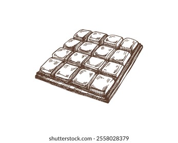 Hand-drawn chocolate bar sketch in vintage style illustration