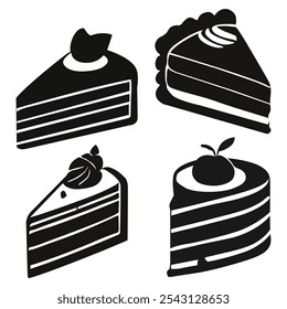 Hand-Drawn Chocolate Cake Slice Icon - Black and White Illustration