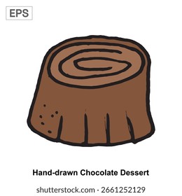 Vector de ilustración de postre de chocolate dibujado a mano