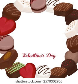 Hand-drawn chocolate illustration frame that can be used for Valentine's Day