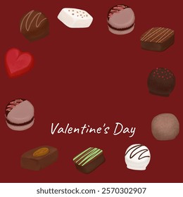 Hand-drawn chocolate illustration frame that can be used for Valentine's Day