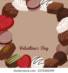 Hand-drawn chocolate illustration frame that can be used for Valentine's Day