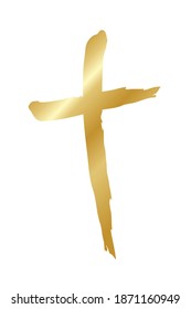 Handdrawn christian cross symbol, hand painted with ink brush. Vector illustration