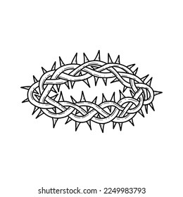 Hand-drawn Christian vector illustration. The crown of thorns is a symbol of the suffering of Jesus Christ.