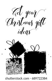 Handdrawn Christmas card template. New Year gift or present tag. Vector.