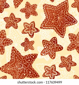 Hand-drawn Christmas chocolate sweets seamless pattern
