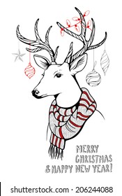 hand-drawn Christmas deer