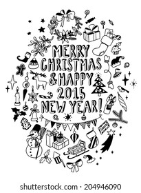 hand-drawn Christmas doodle card