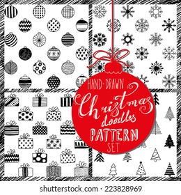 hand-drawn Christmas doodle patterns 