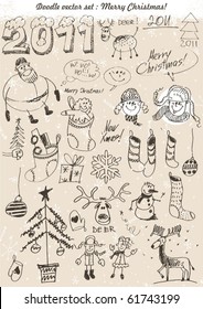 Rabiscos de natal desenhados à mão