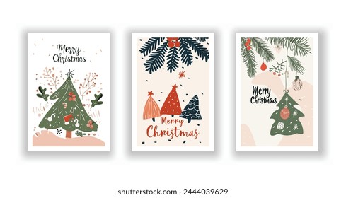 Hand-Drawn Christmas Greetings: Cute Flyers and Postcards with Minimalist Christmas Background