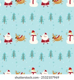 HandDrawn Christmas Holiday pattern seamless.Gingerbread cookie illustration