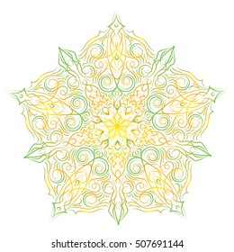 Hand-drawn christmas lace frame, mandala. Retro pattern can be used for wallpaper, pattern fills, web page background,surface textures - stock vector.