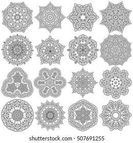Hand-drawn christmas lace frame, mandala. Retro pattern can be used for wallpaper, pattern fills, web page background,surface textures - stock vector.